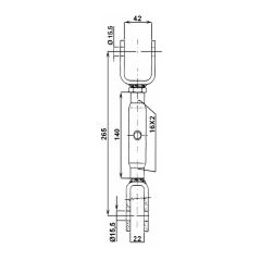 POLUGA REGULACIONA S UŠICAMA 22/42mm L-265mm 16X2,2 KUBOTA