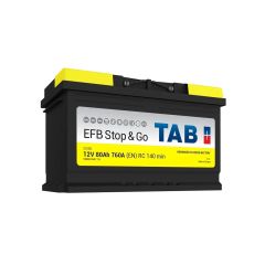 AKUMULATOR STOP&GO 80Ah D+TOPLA TAB EFB ŽUTI IZLAZNA STRUJA EN 760A JAMSTVO 24 MJESECA 10g