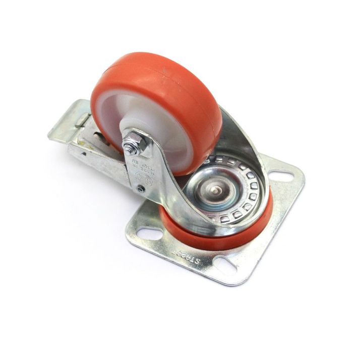 KOTAČ INOX VILICA OKRETNI S KOČNICOM PU/PA  80/30 MAX. 120kg TELLURE ROTA