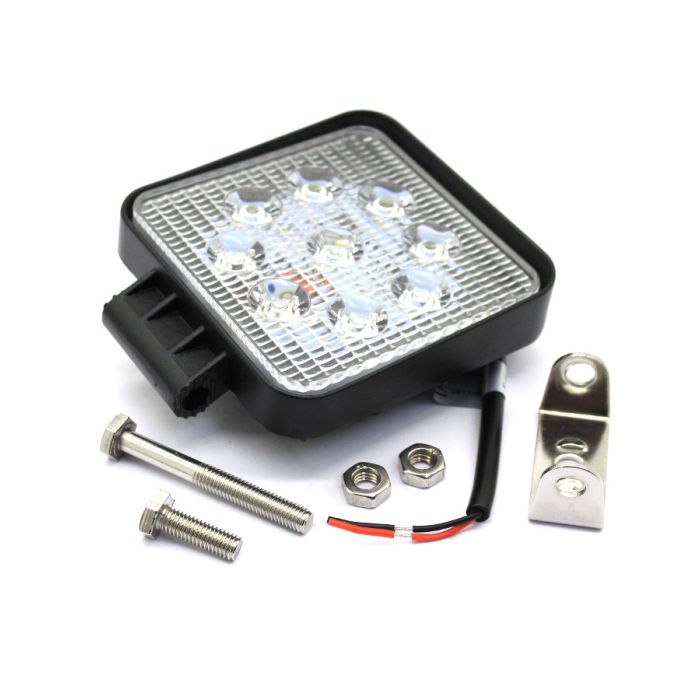 LAMPA RADNA KVADRATNA LED 27W (9X3W), 12/24V, 1774 LUMENA, VODOOTPORNO ALUMINIJSKO KUĆIŠTE IP67
