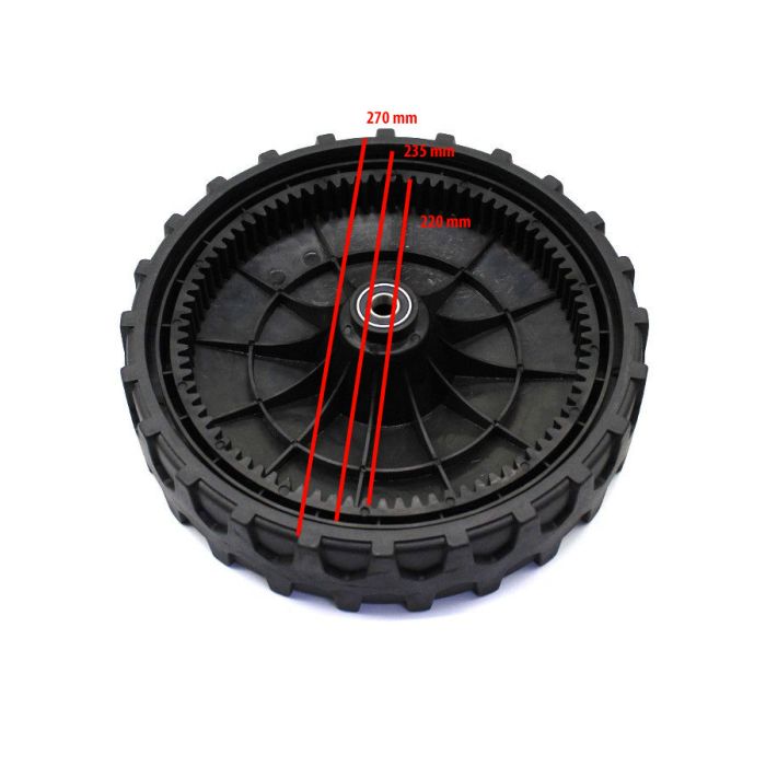 KOTAČ KOSILICE AMA RT531,531B 270/62mm S LEŽAJEM FI.12,7/48mm 83 ZUBA POGONSKI ZADNJI