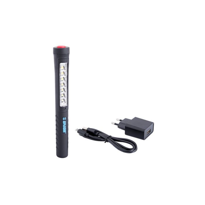 SVJETILJKA RADIONIČKA LED SPRIJEDA 7 KOM X1,5W+NA VRHU 1X 1W USB  PUNJENJE S PUNJAČEM 2091A UNIOR