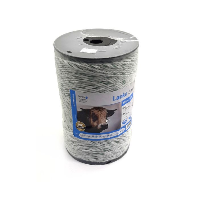 ŽICA ZA PASTIR 3X0,20mm CU 3X0,25mm SS 0,10 OHM/m, PREKIDNA SILA 110kg, 400m FENCE ZELENO-BIJELA