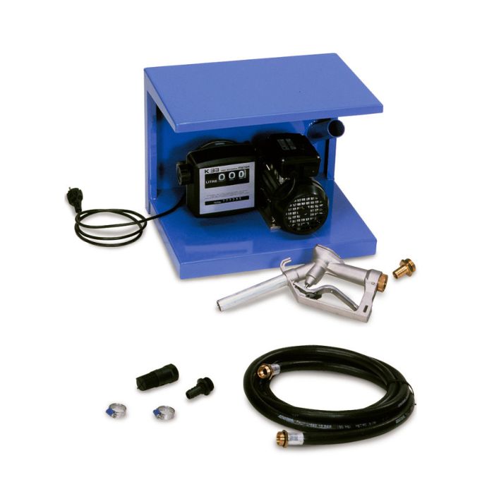 PUMPA ZA PRETAKANJE DIESEL GORIVA 56lit/min 230V ULAZ/IZLAZ 1"  KIT S PIŠTOLJEM,BROJILOM+4m CRIJEVA
