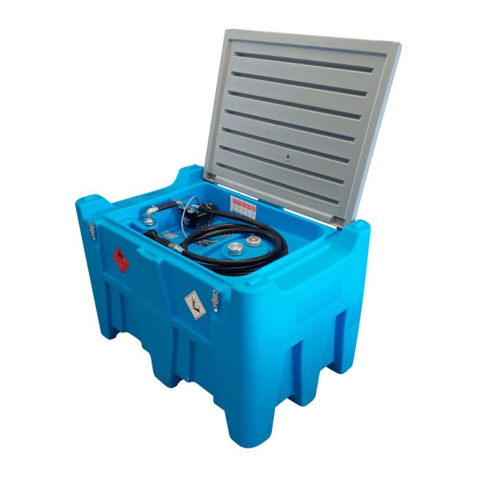 SPREMNIK ZA DIESEL GORIVO 440 lit S PUMPOM 12V 4m CRIJEVA PIŠTOLJ POKLOPAC 45lit/min 785X1200X800