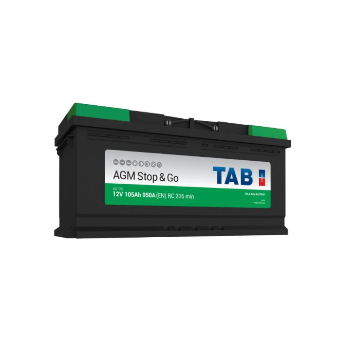 AKUMULATOR STOP&GO 105Ah D+TOPLA TAB AGM L5 ZELENI IZLAZNA STRUJA EN 950A JAMSTVO 24 MJESECA  